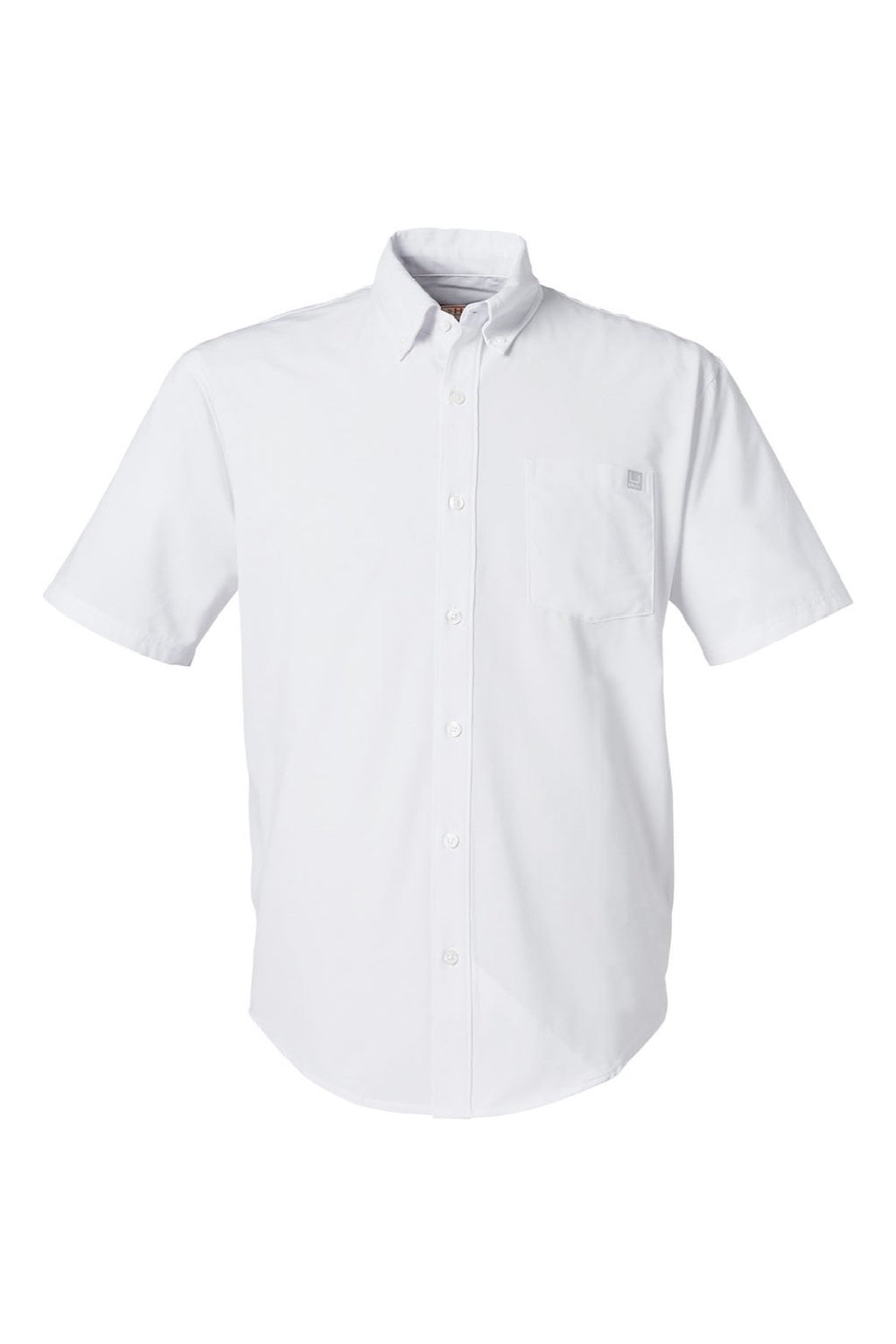 Huk H150154 Mens Kona Short Sleeve Button Down Shirt White Flat Front