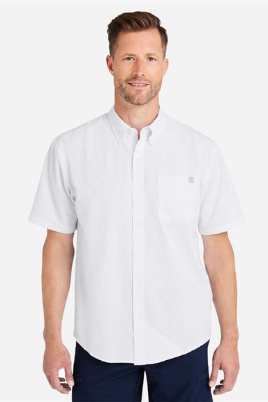 Huk H150154 Mens Kona Short Sleeve Button Down Shirt White Model Front