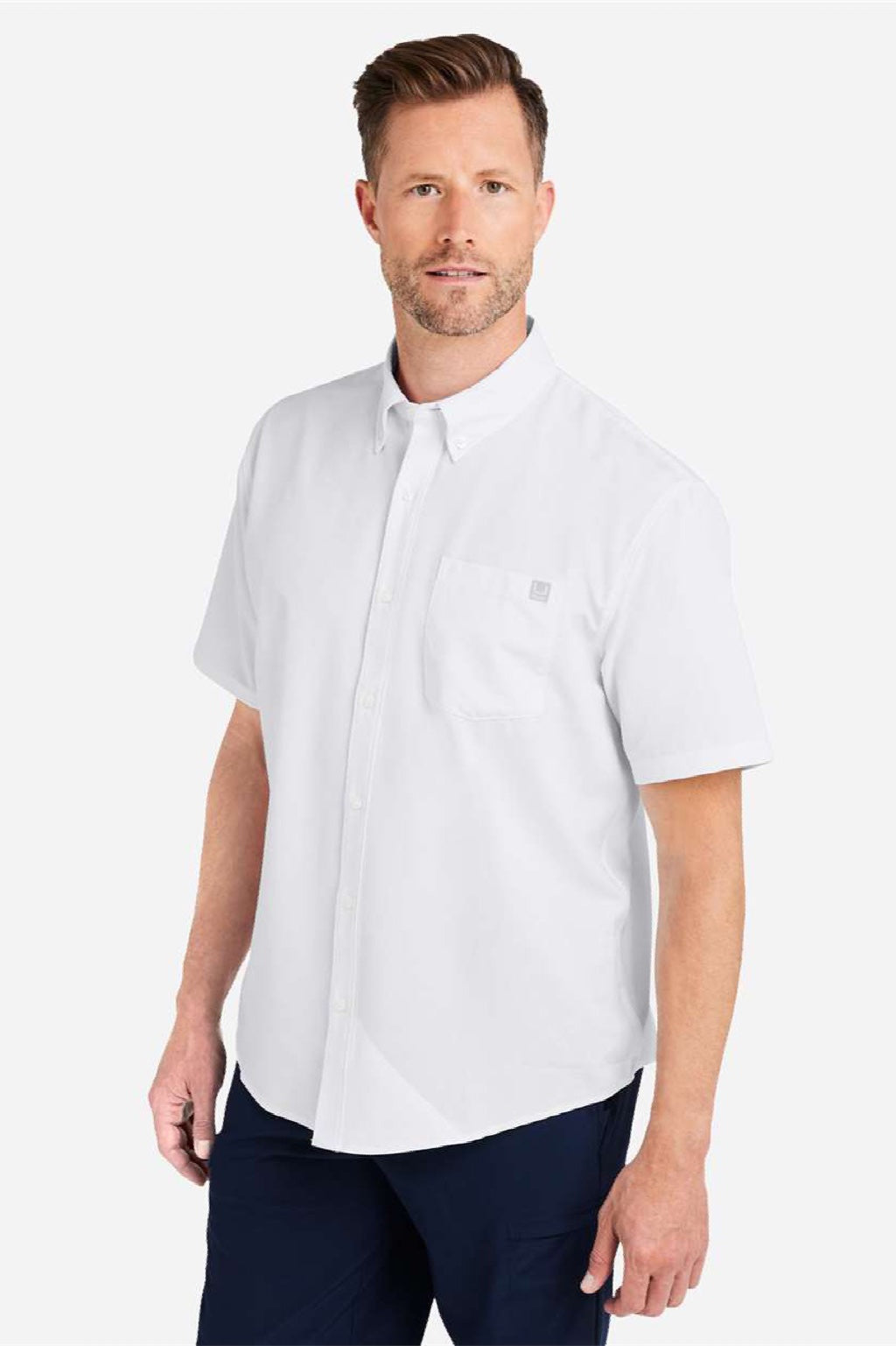 Huk H150154 Mens Kona Short Sleeve Button Down Shirt White Model Side