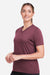 Team 365 TT15W Womens Zone Performance Mesh Short Sleeve V-Neck T-Shirt Dark Maroon Model Side