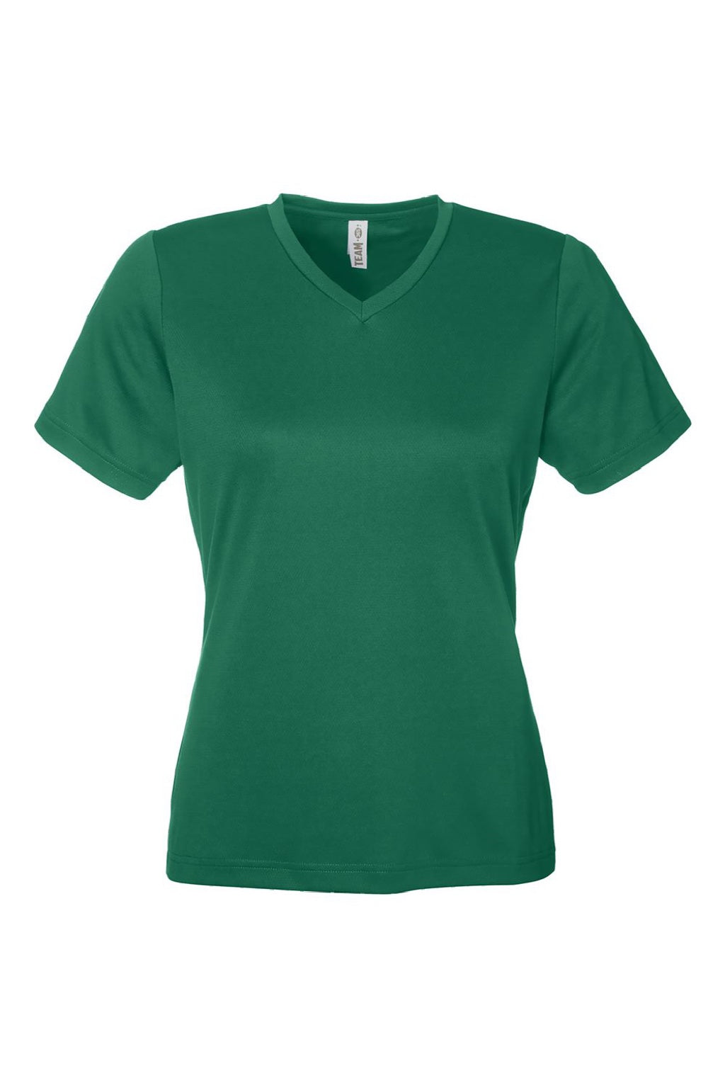 Team 365 TT15W Womens Zone Performance Mesh Short Sleeve V-Neck T-Shirt Forest Green Flat Front