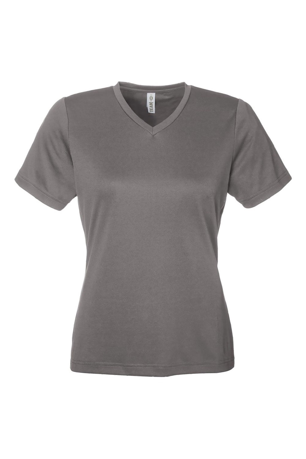 Team 365 TT15W Womens Zone Performance Mesh Short Sleeve V-Neck T-Shirt Graphite Grey Flat Front