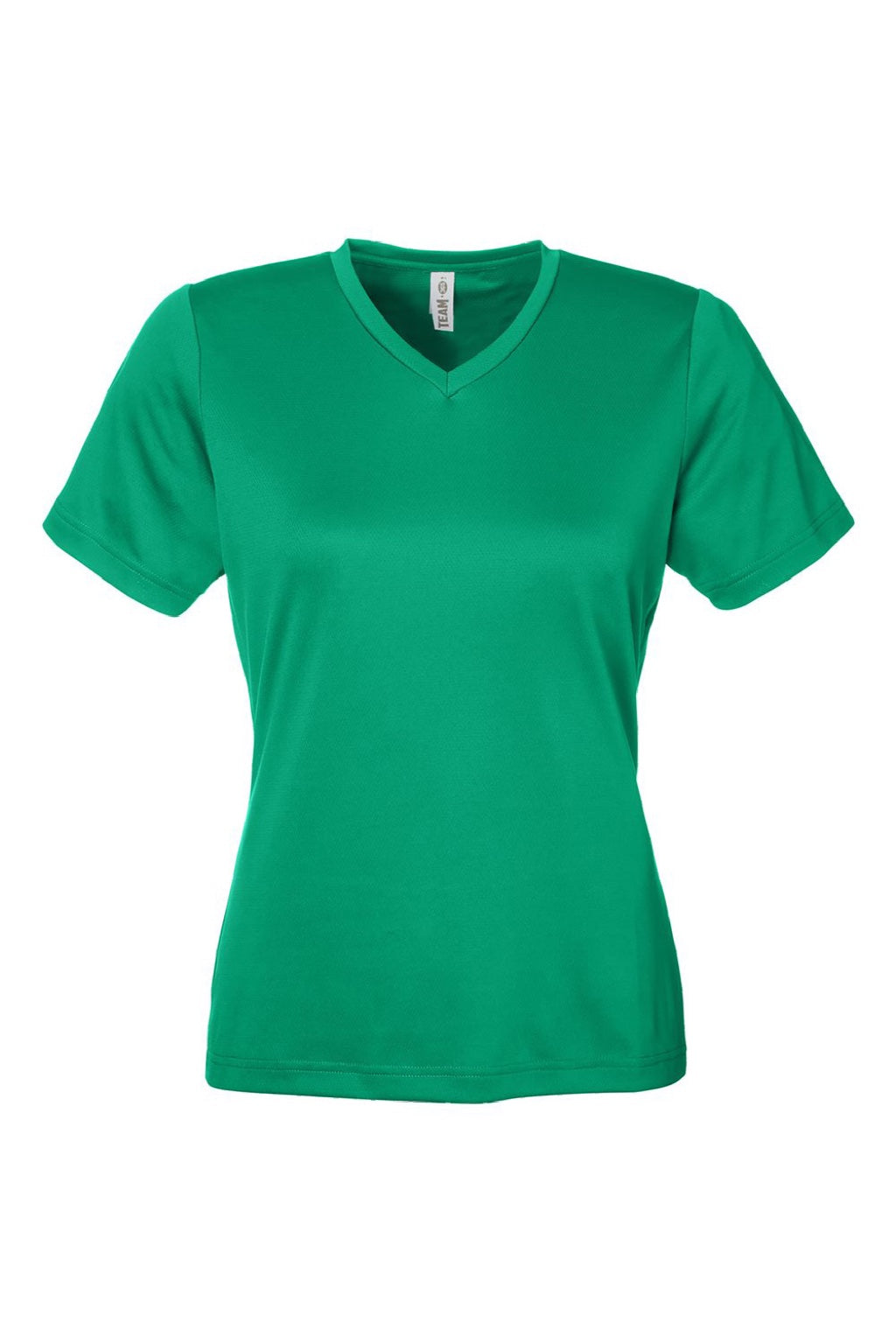 Team 365 TT15W Womens Zone Performance Mesh Short Sleeve V-Neck T-Shirt Kelly Green Flat Front