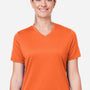 Team 365 Womens Zone Performance Mesh Moisture Wicking Short Sleeve V-Neck T-Shirt - Orange - New