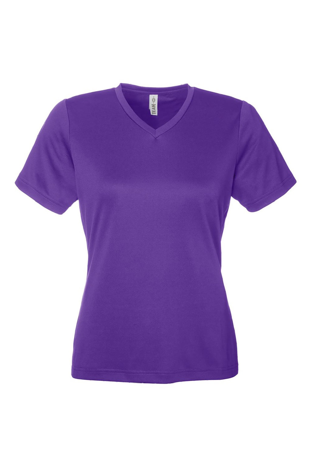 Team 365 TT15W Womens Zone Performance Mesh Short Sleeve V-Neck T-Shirt Purple Flat Front