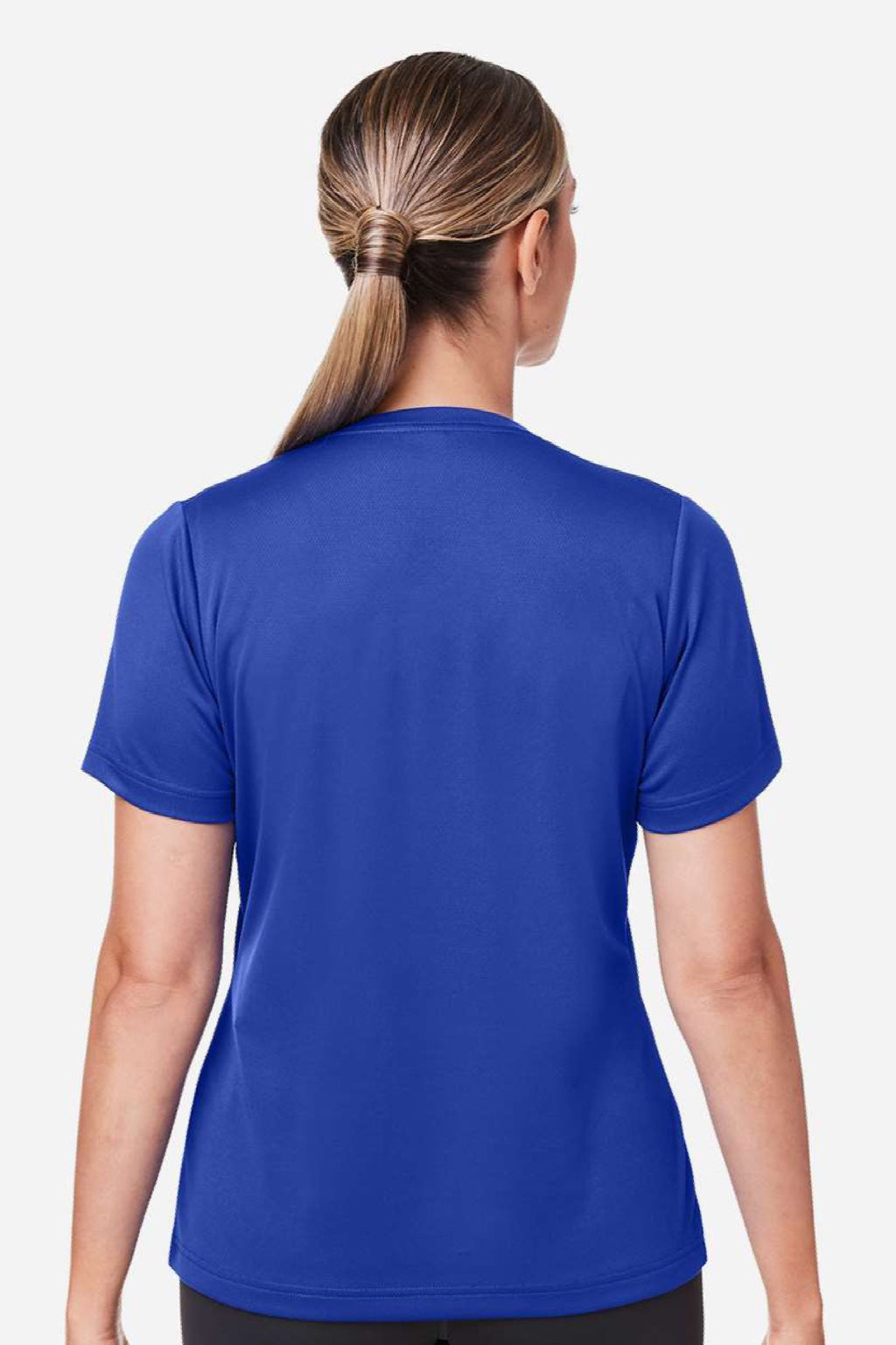 Team 365 TT15W Womens Zone Performance Mesh Short Sleeve V-Neck T-Shirt Royal Blue Model Back