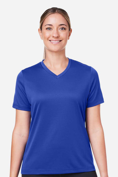Team 365 TT15W Womens Zone Performance Mesh Short Sleeve V-Neck T-Shirt Royal Blue Model Front