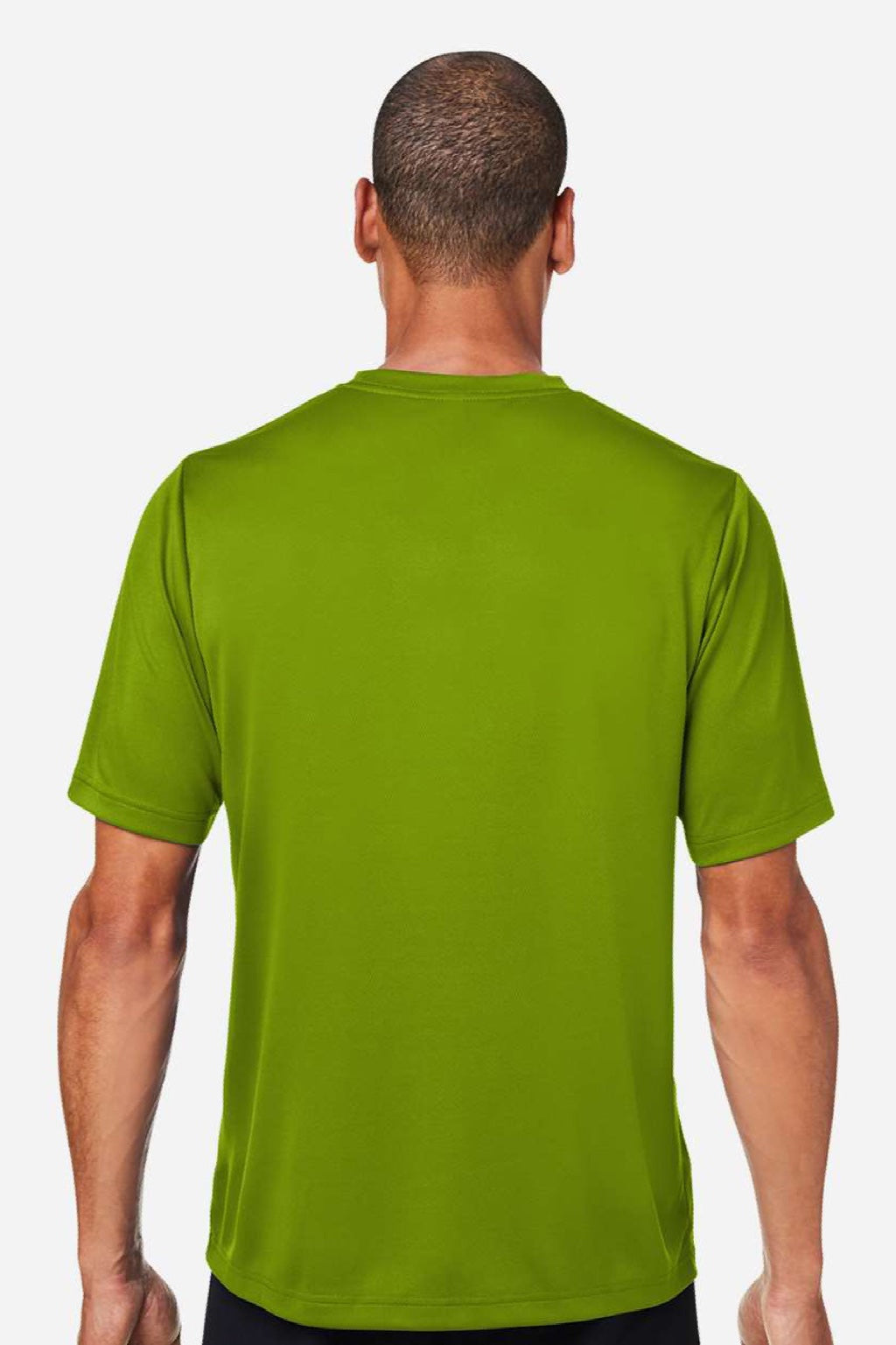 Team 365 TT15 Mens Zone Performance Mesh Short Sleeve Crewneck T-Shirt Acid Green Model Back