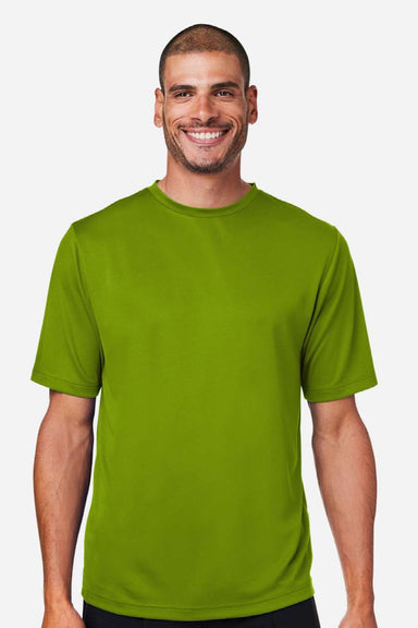 Team 365 TT15 Mens Zone Performance Mesh Short Sleeve Crewneck T-Shirt Acid Green Model Front