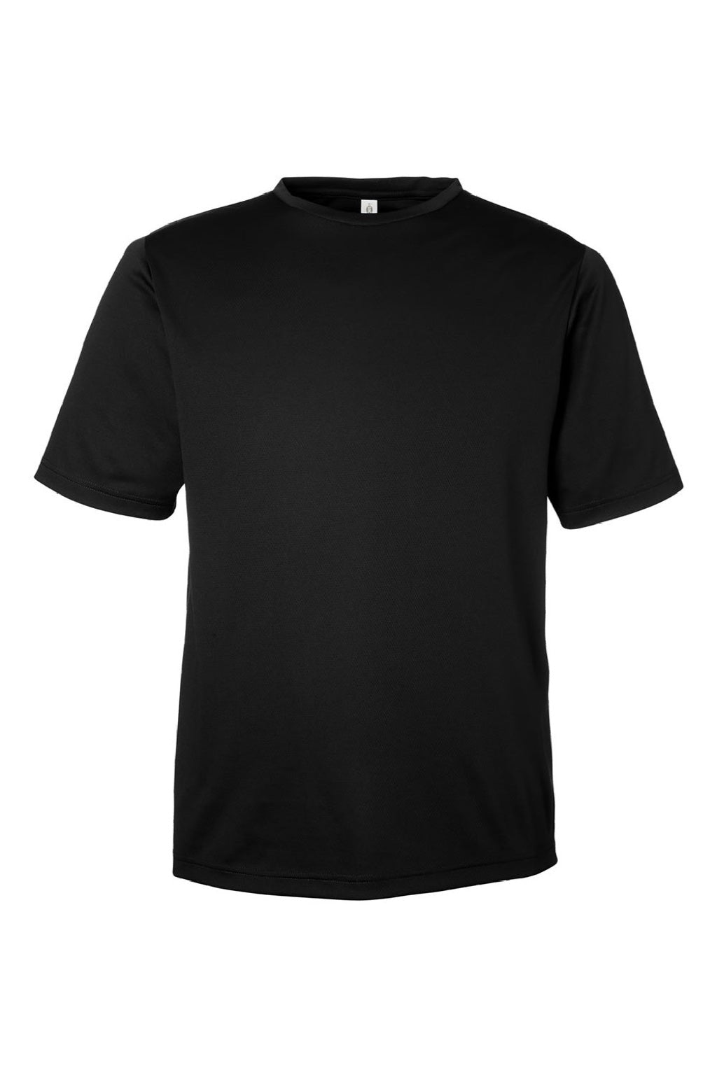 Team 365 TT15 Mens Zone Performance Mesh Short Sleeve Crewneck T-Shirt Black Flat Front
