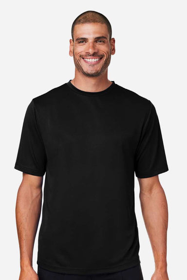 Team 365 TT15 Mens Zone Performance Mesh Short Sleeve Crewneck T-Shirt Black Model Front