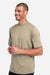 Team 365 TT15 Mens Zone Performance Mesh Short Sleeve Crewneck T-Shirt Desert Khaki Brown Model Side