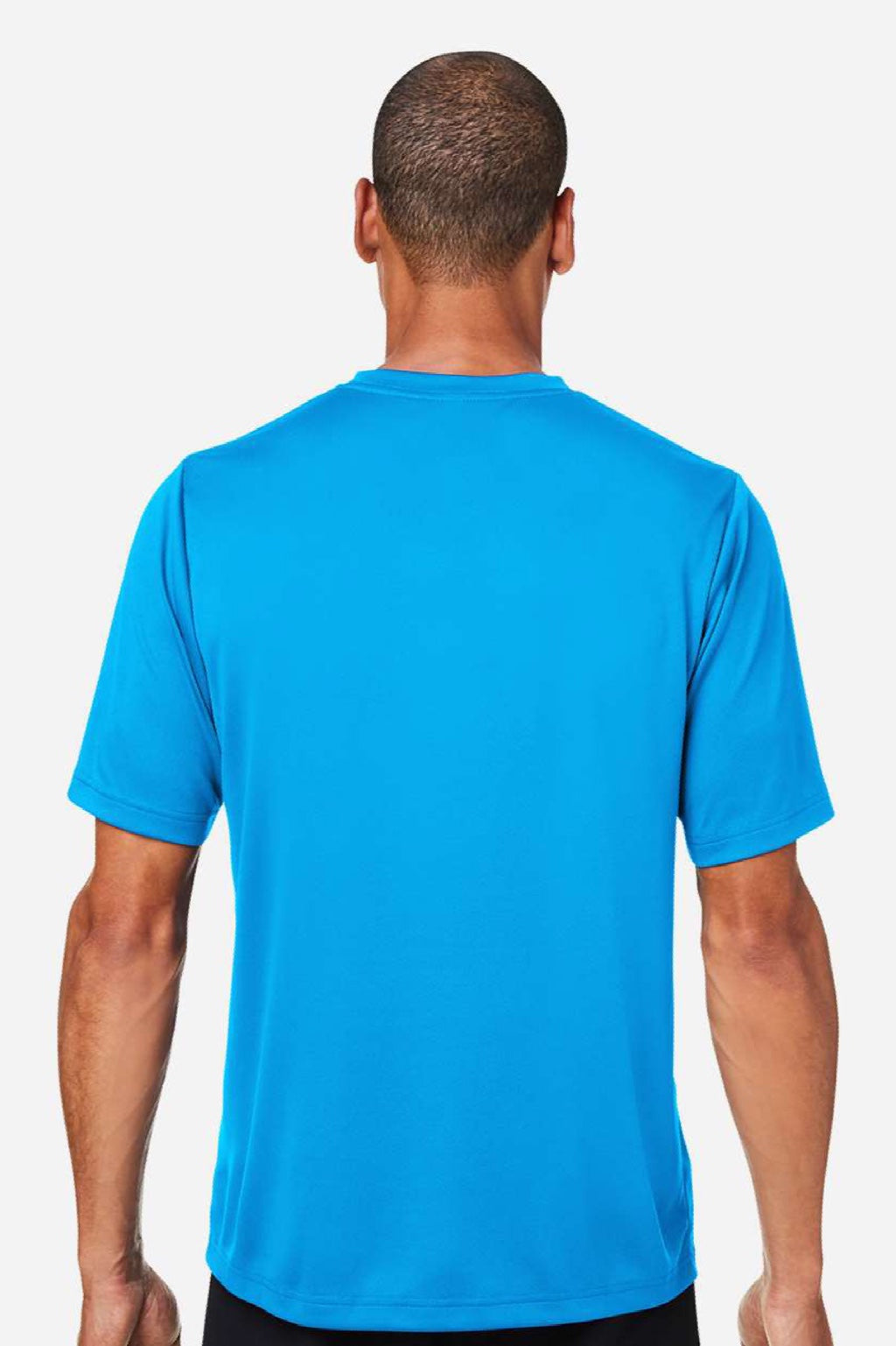 Team 365 TT15 Mens Zone Performance Mesh Moisture Wicking Short Sleeve Crewneck T-Shirt Electric Blue Model Back
