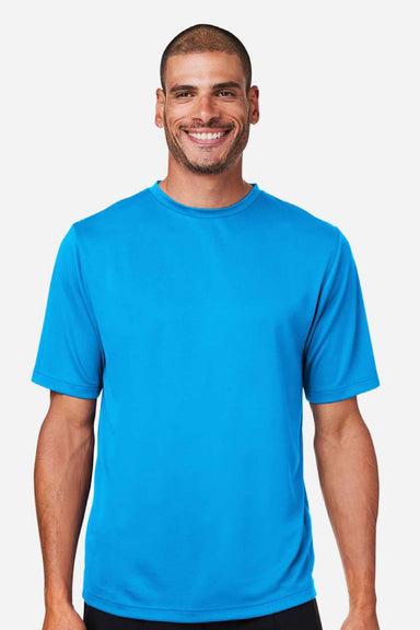 Team 365 TT15 Mens Zone Performance Mesh Moisture Wicking Short Sleeve Crewneck T-Shirt Electric Blue Model Front
