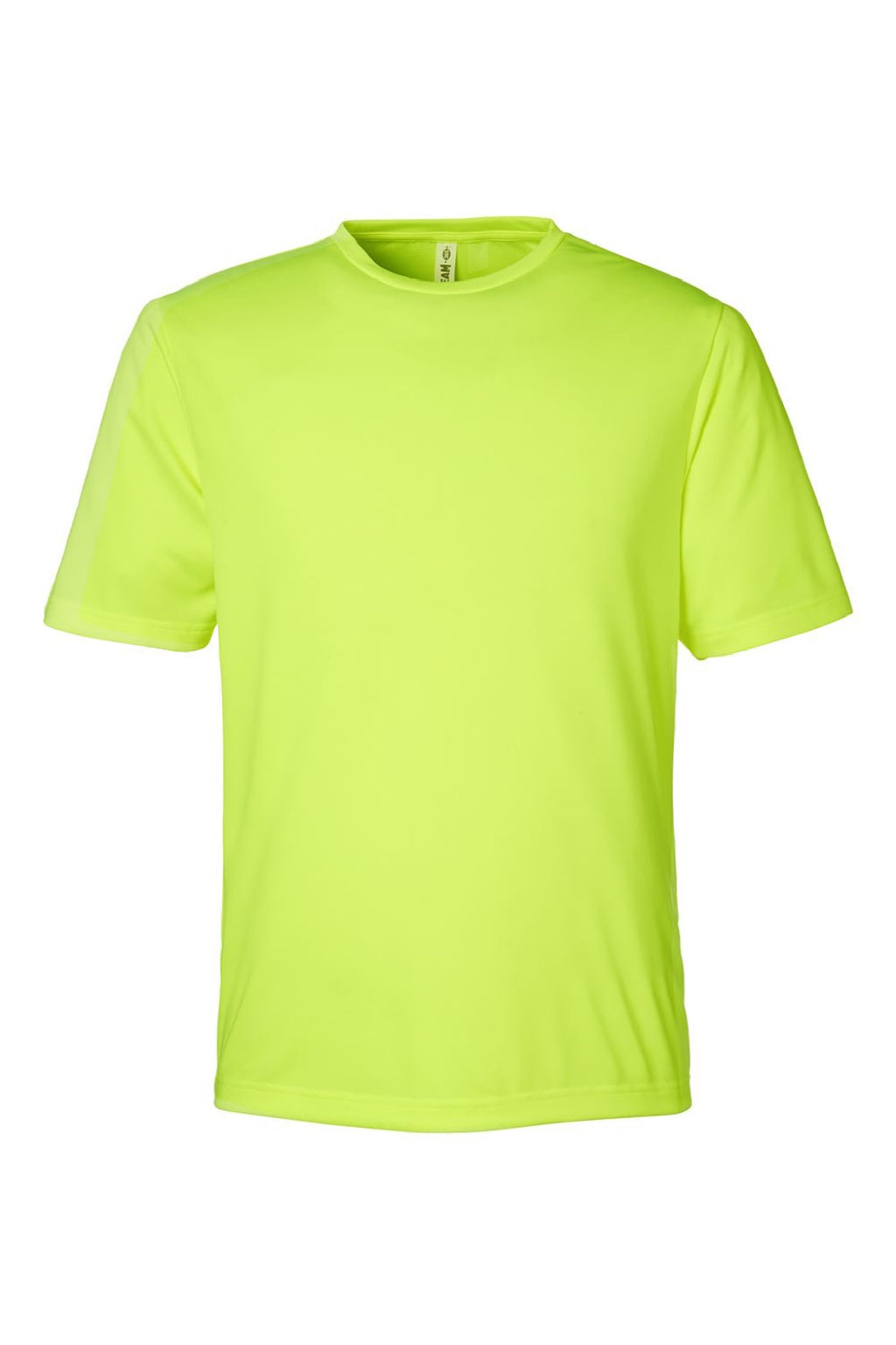 Team 365 TT15 Mens Zone Performance Mesh Moisture Wicking Short Sleeve Crewneck T-Shirt Safety Yellow Flat Front