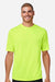 Team 365 TT15 Mens Zone Performance Mesh Moisture Wicking Short Sleeve Crewneck T-Shirt Safety Yellow Model Front