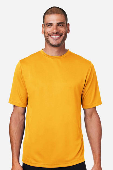 Team 365 TT15 Mens Zone Performance Mesh Short Sleeve Crewneck T-Shirt Athletic Gold Model Front