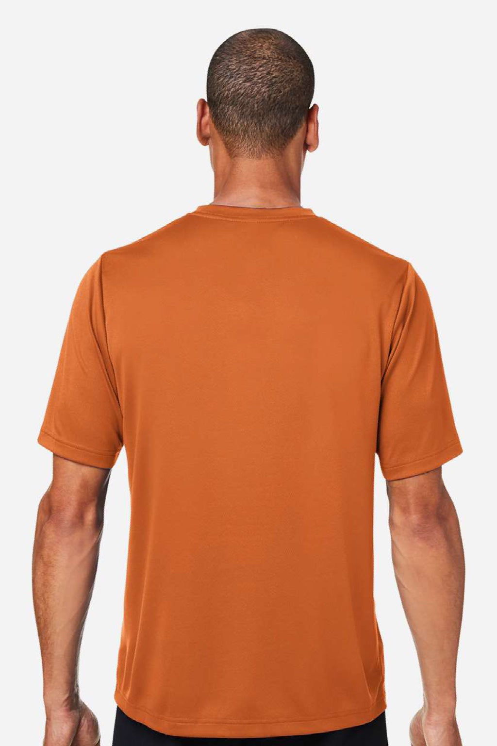 Team 365 TT15 Mens Zone Performance Mesh Short Sleeve Crewneck T-Shirt Burnt Orange Model Back