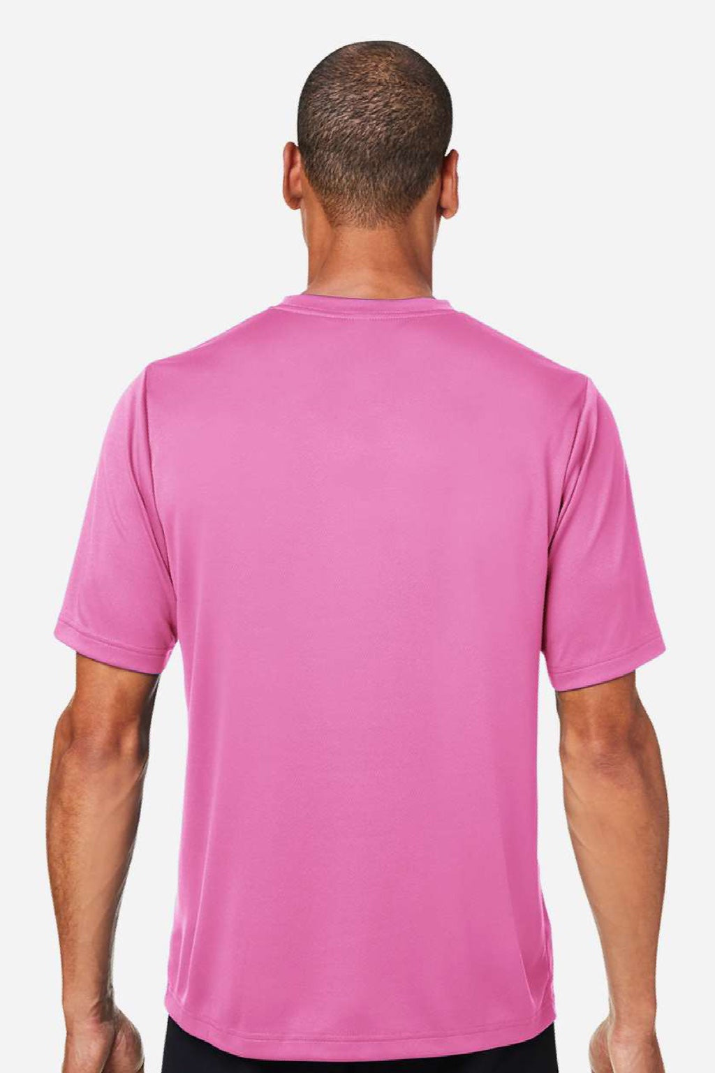 Team 365 TT15 Mens Zone Performance Mesh Short Sleeve Crewneck T-Shirt Charity Pink Model Back