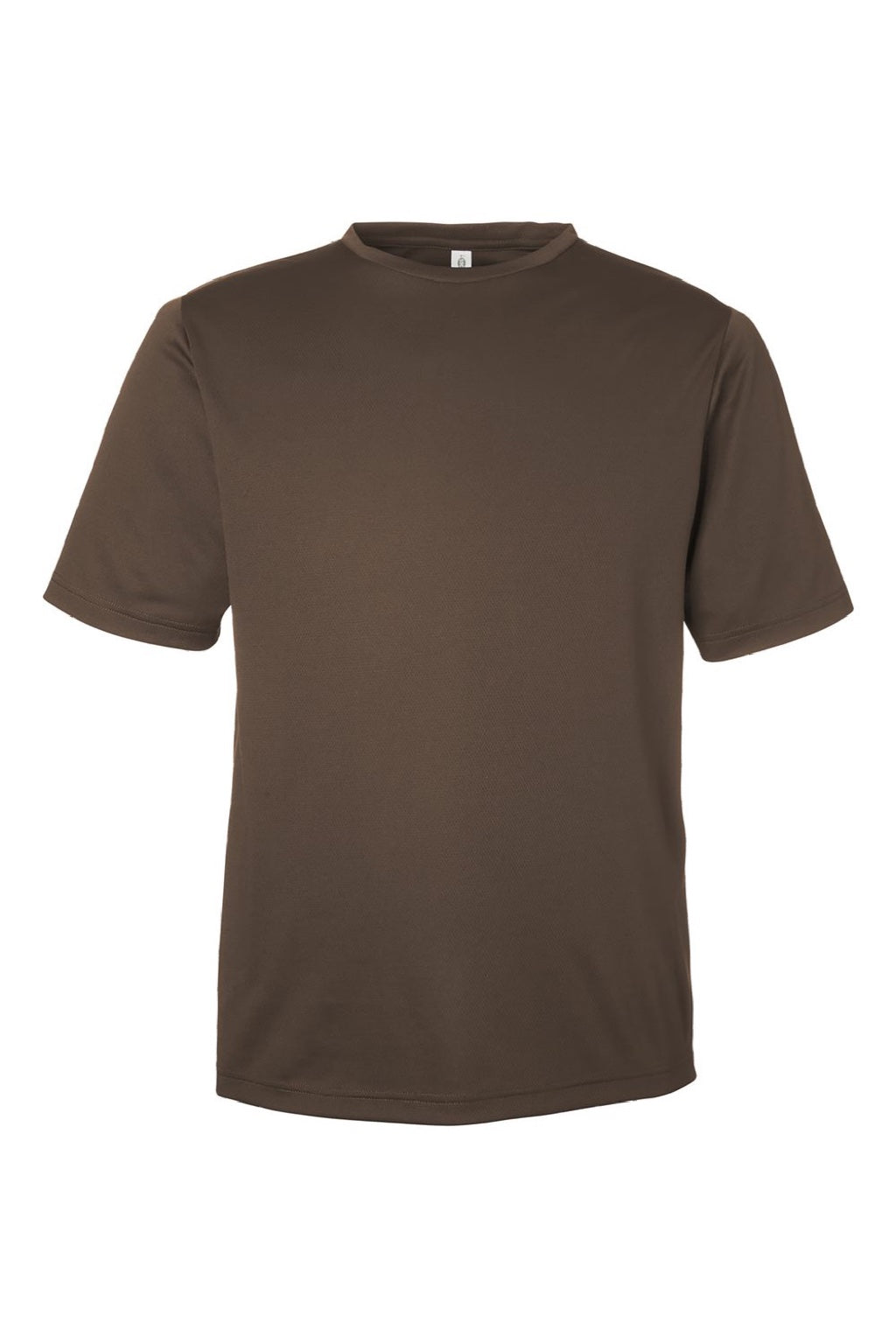 Team 365 TT15 Mens Zone Performance Mesh Short Sleeve Crewneck T-Shirt Dark Brown Flat Front