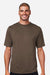 Team 365 TT15 Mens Zone Performance Mesh Short Sleeve Crewneck T-Shirt Dark Brown Model Front