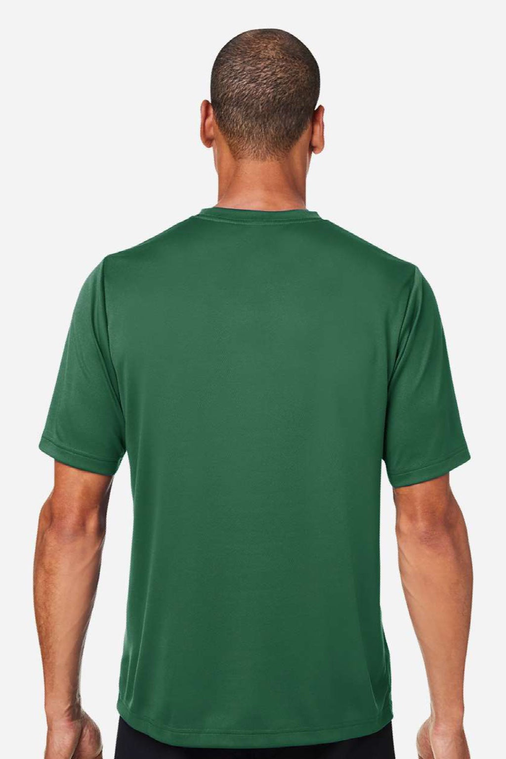 Team 365 TT15 Mens Zone Performance Mesh Short Sleeve Crewneck T-Shirt Dark Green Model Back
