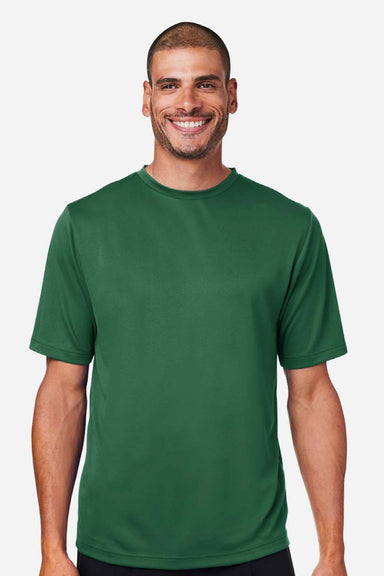Team 365 TT15 Mens Zone Performance Mesh Short Sleeve Crewneck T-Shirt Dark Green Model Front
