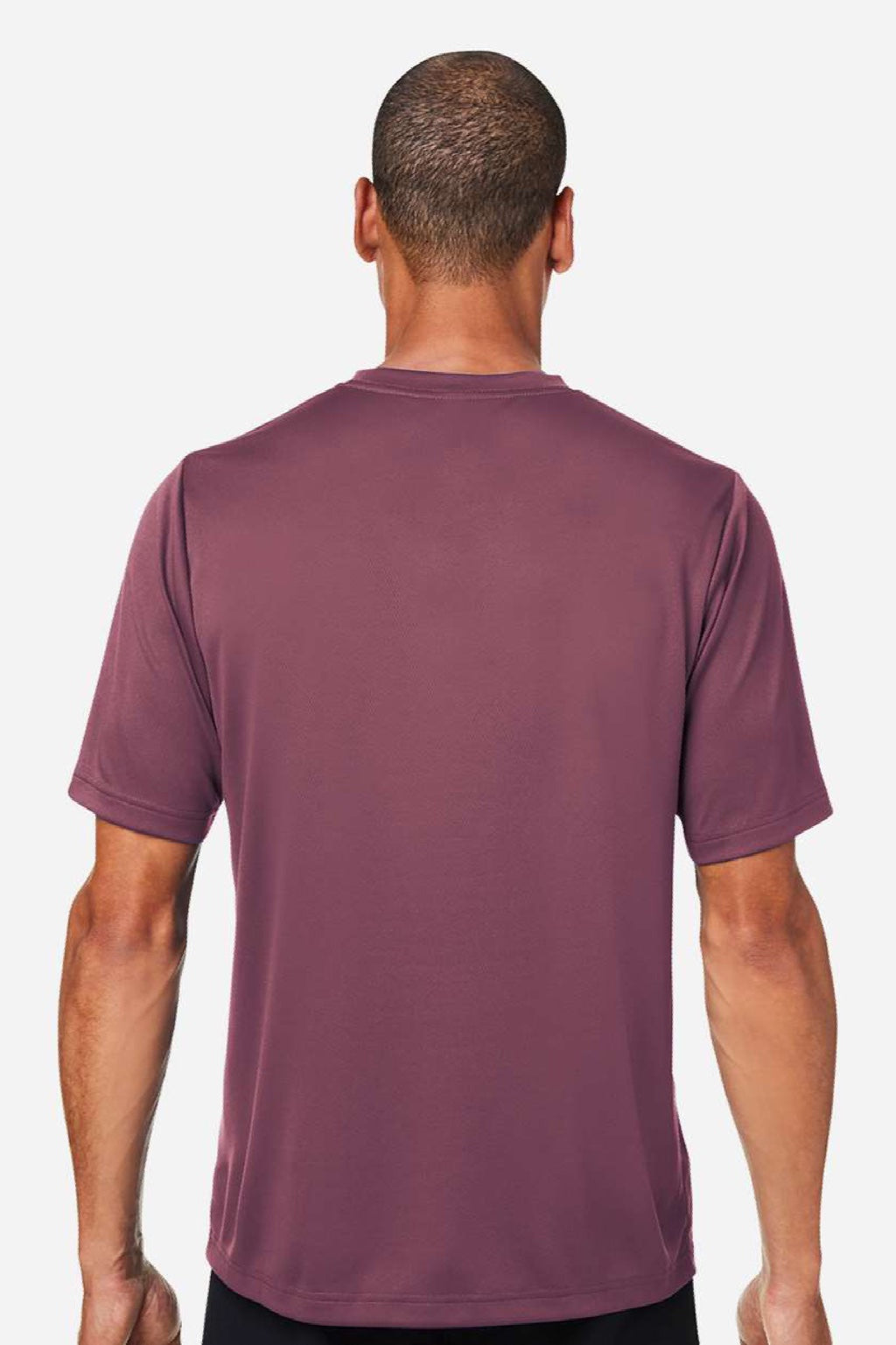 Team 365 TT15 Mens Zone Performance Mesh Short Sleeve Crewneck T-Shirt Dark Maroon Model Back
