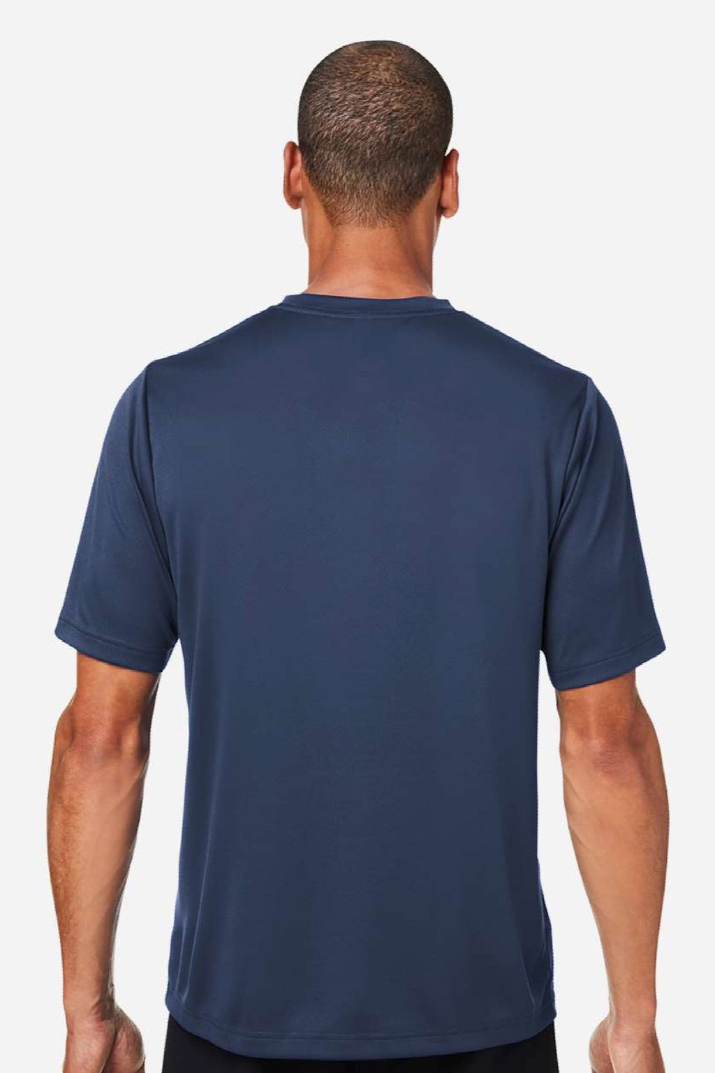 Team 365 TT15 Mens Zone Performance Mesh Short Sleeve Crewneck T-Shirt Dark Navy Blue Model Back