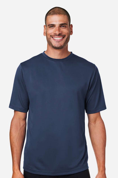 Team 365 TT15 Mens Zone Performance Mesh Short Sleeve Crewneck T-Shirt Dark Navy Blue Model Front
