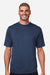 Team 365 TT15 Mens Zone Performance Mesh Short Sleeve Crewneck T-Shirt Dark Navy Blue Model Front