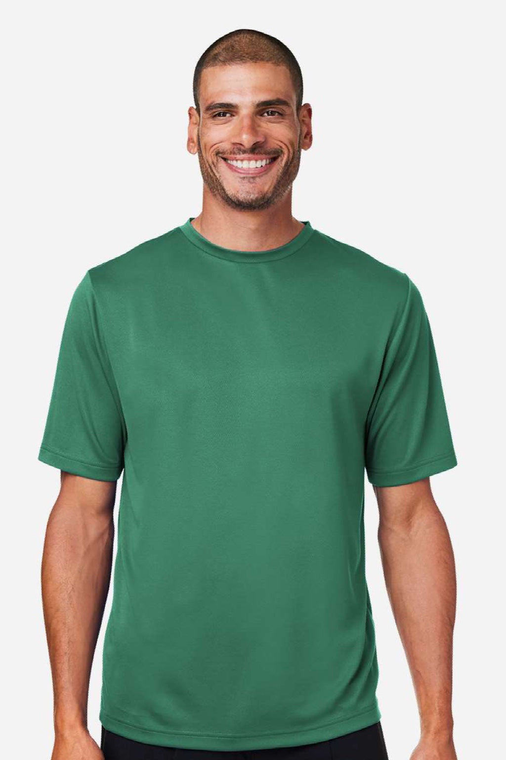 Team 365 TT15 Mens Zone Performance Mesh Short Sleeve Crewneck T-Shirt Forest Green Model Front