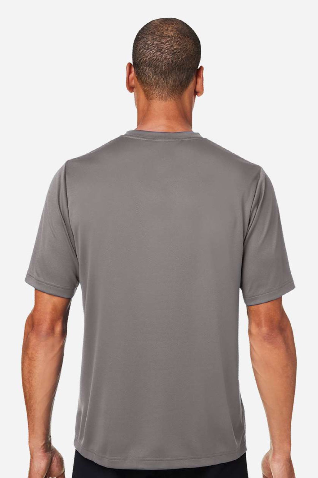 Team 365 TT15 Mens Zone Performance Mesh Short Sleeve Crewneck T-Shirt Graphite Grey Model Back
