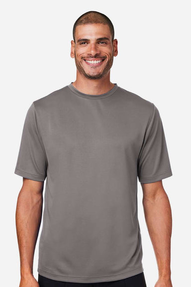 Team 365 TT15 Mens Zone Performance Mesh Short Sleeve Crewneck T-Shirt Graphite Grey Model Front