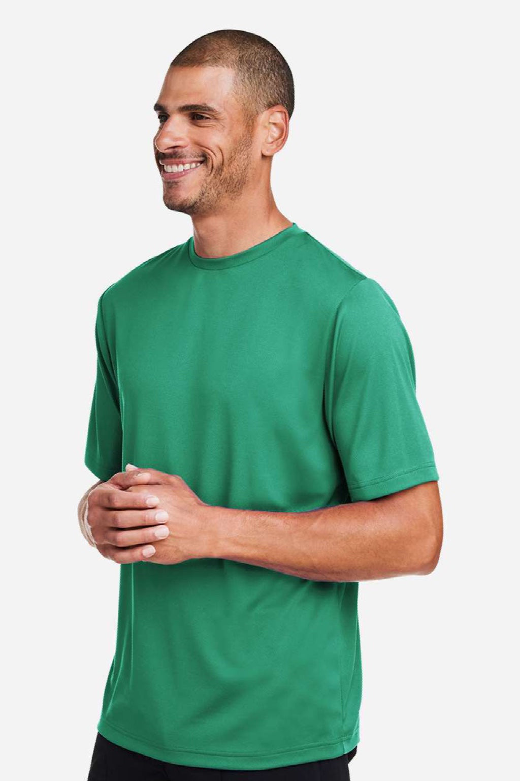 Team 365 TT15 Mens Zone Performance Mesh Short Sleeve Crewneck T-Shirt Kelly Green Model Side