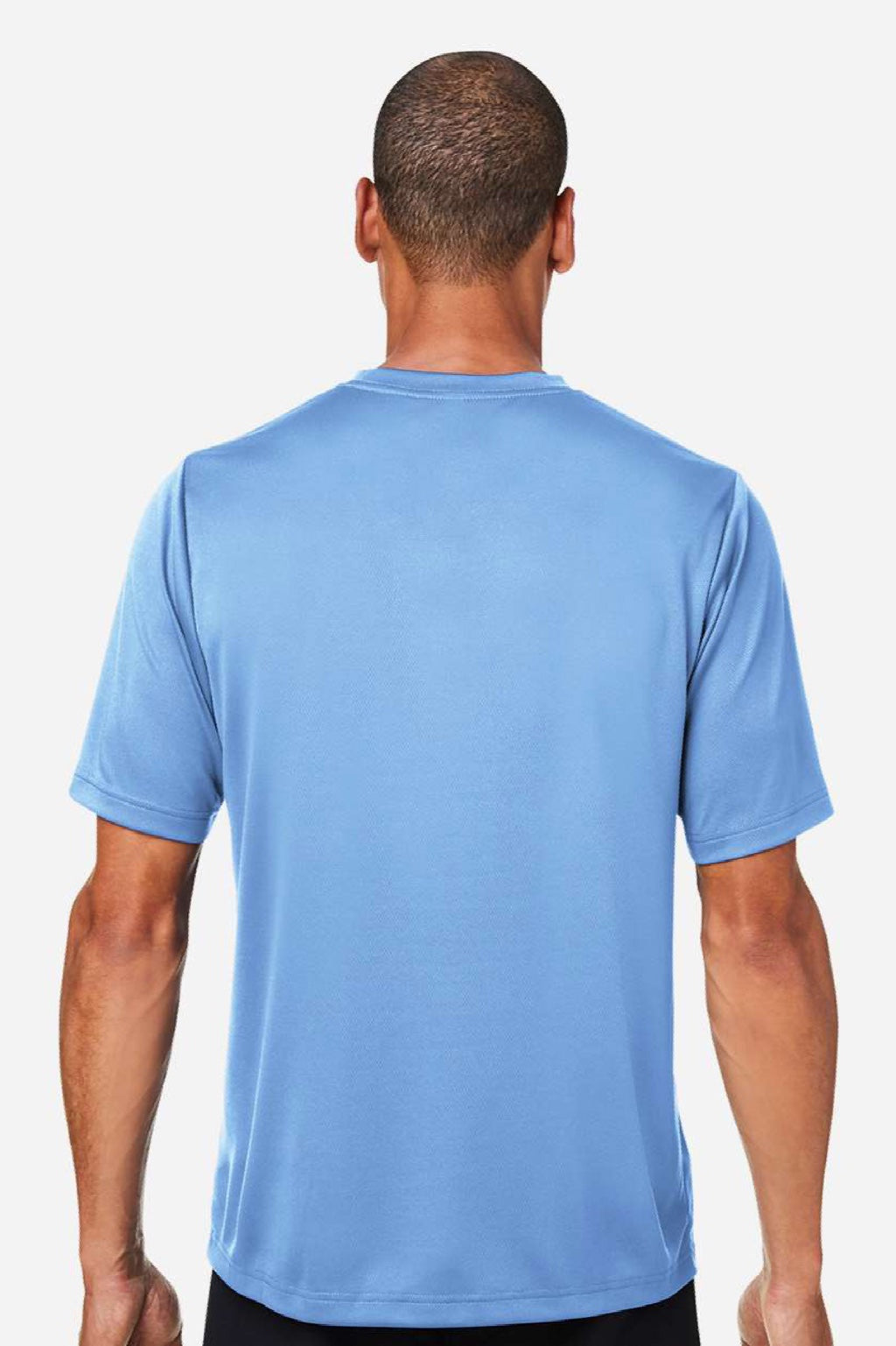 Team 365 TT15 Mens Zone Performance Mesh Short Sleeve Crewneck T-Shirt Light Blue Model Back