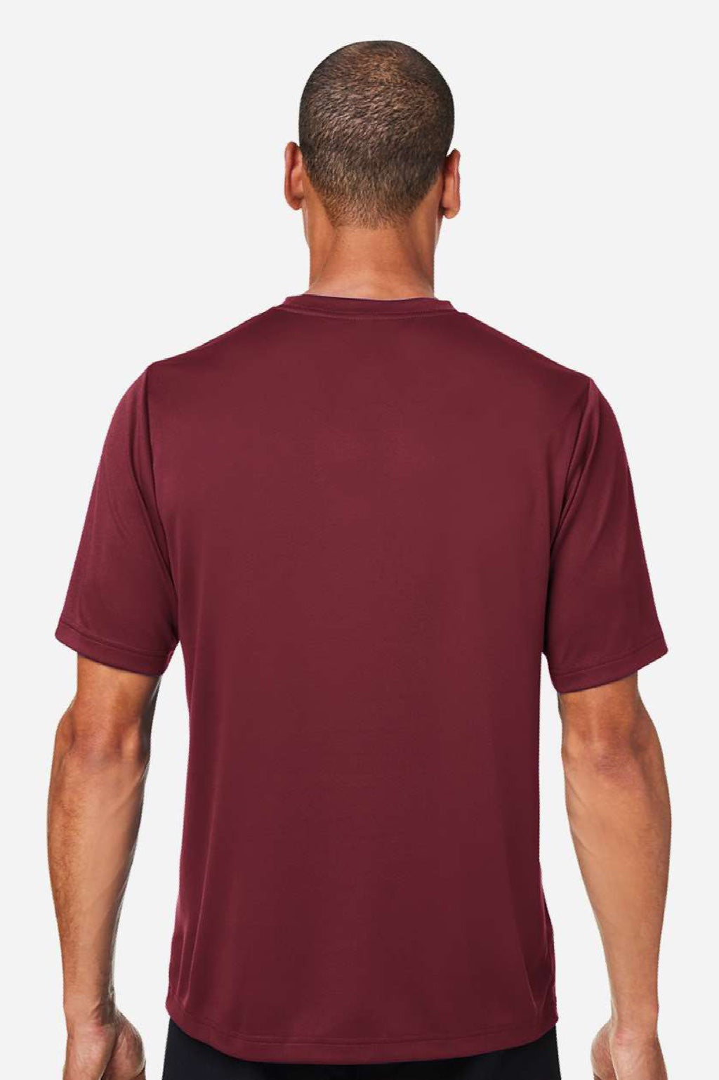 Team 365 TT15 Mens Zone Performance Mesh Short Sleeve Crewneck T-Shirt Maroon Model Back