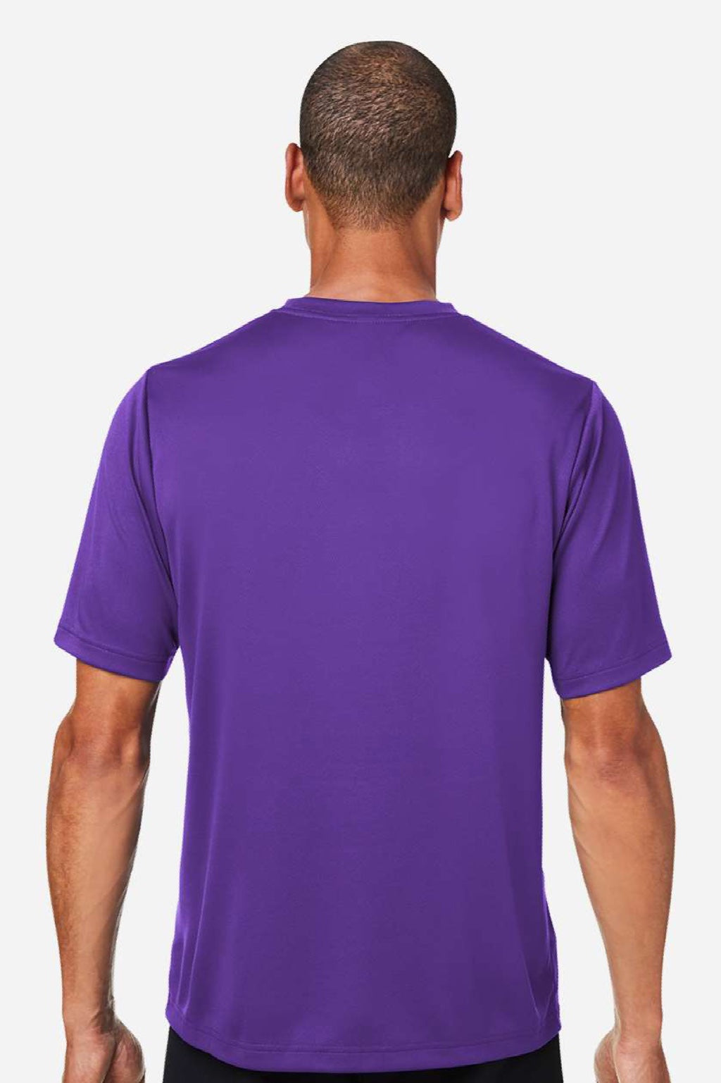 Team 365 TT15 Mens Zone Performance Mesh Short Sleeve Crewneck T-Shirt Purple Model Back