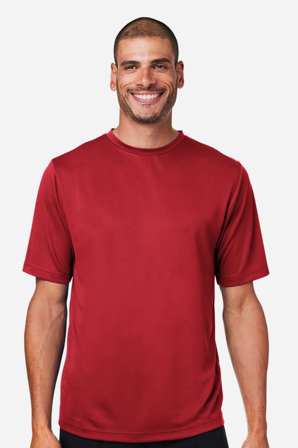 Team 365 TT15 Mens Zone Performance Mesh Short Sleeve Crewneck T-Shirt Red Model Front