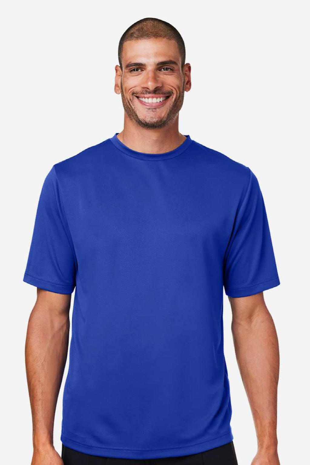 Team 365 TT15 Mens Zone Performance Mesh Short Sleeve Crewneck T-Shirt Royal Blue Model Front