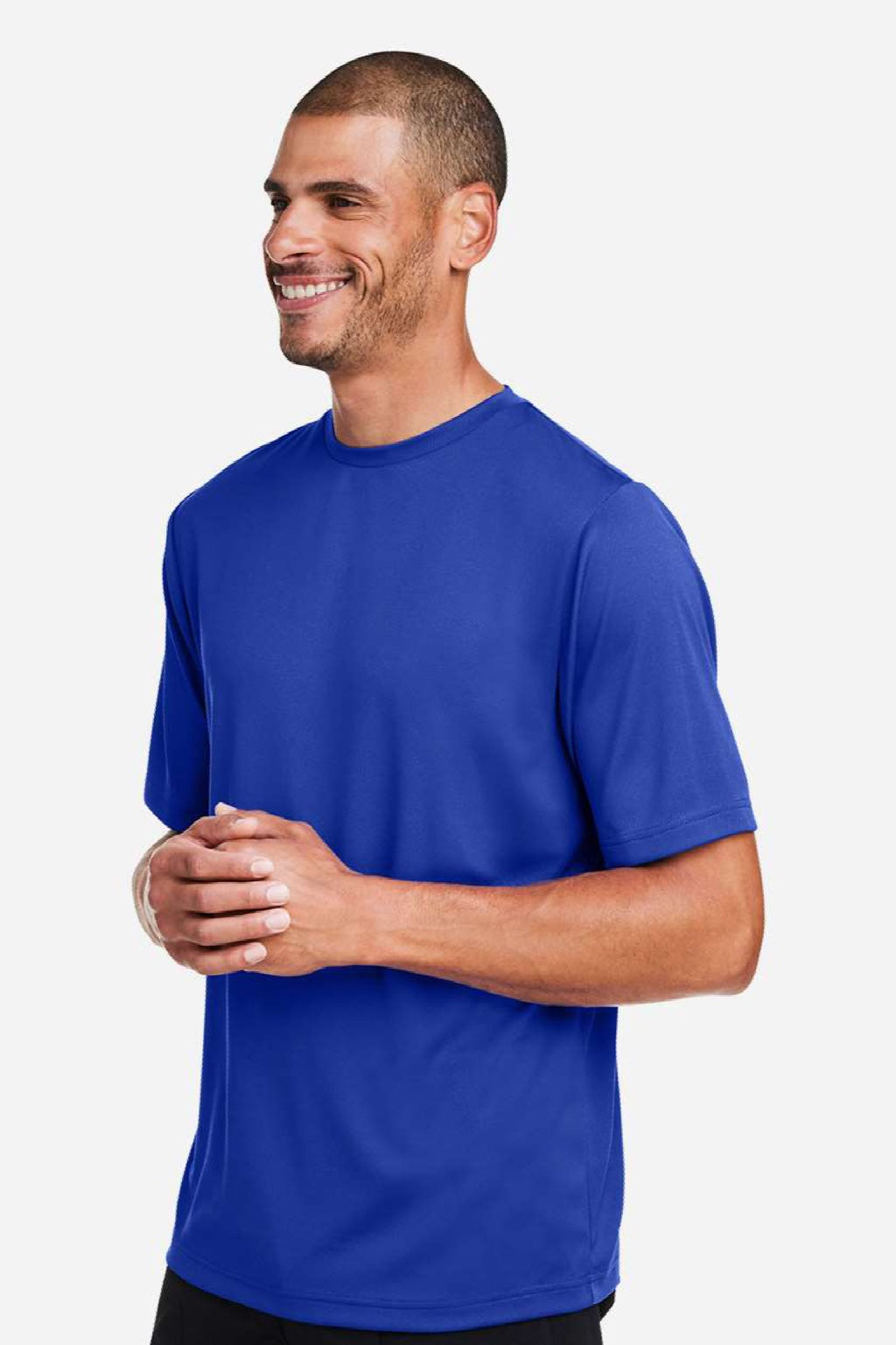 Team 365 TT15 Mens Zone Performance Mesh Short Sleeve Crewneck T-Shirt Royal Blue Model Side