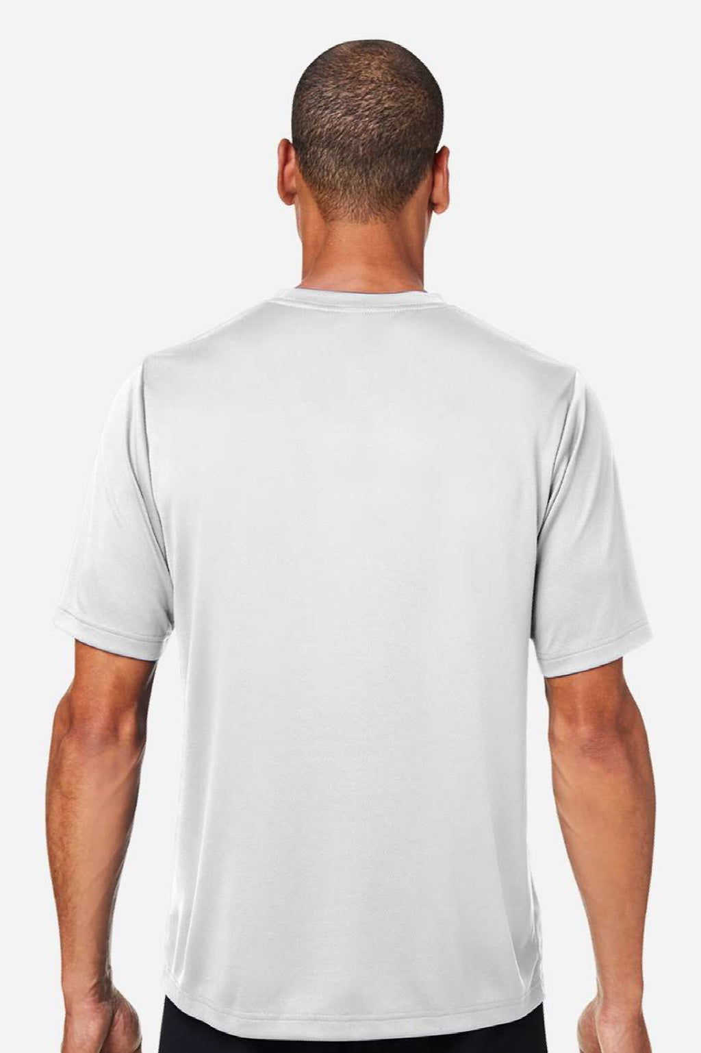 Team 365 TT15 Mens Zone Performance Mesh Moisture Wicking Short Sleeve Crewneck T-Shirt Silver Grey Model Back