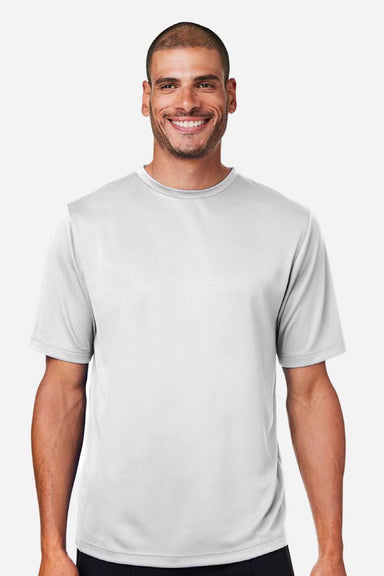 Team 365 TT15 Mens Zone Performance Mesh Moisture Wicking Short Sleeve Crewneck T-Shirt Silver Grey Model Front