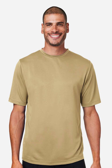 Team 365 TT15 Mens Zone Performance Mesh Short Sleeve Crewneck T-Shirt Vegas Gold Model Front