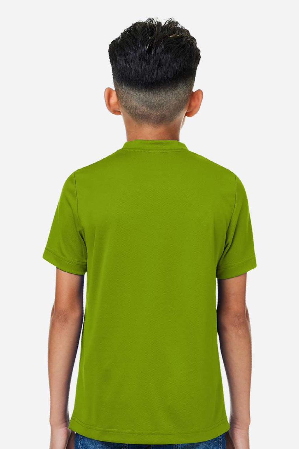 Team 365 TT15Y Youth Zone Performance Mesh Short Sleeve Crewneck T-Shirt Acid Green Model Back