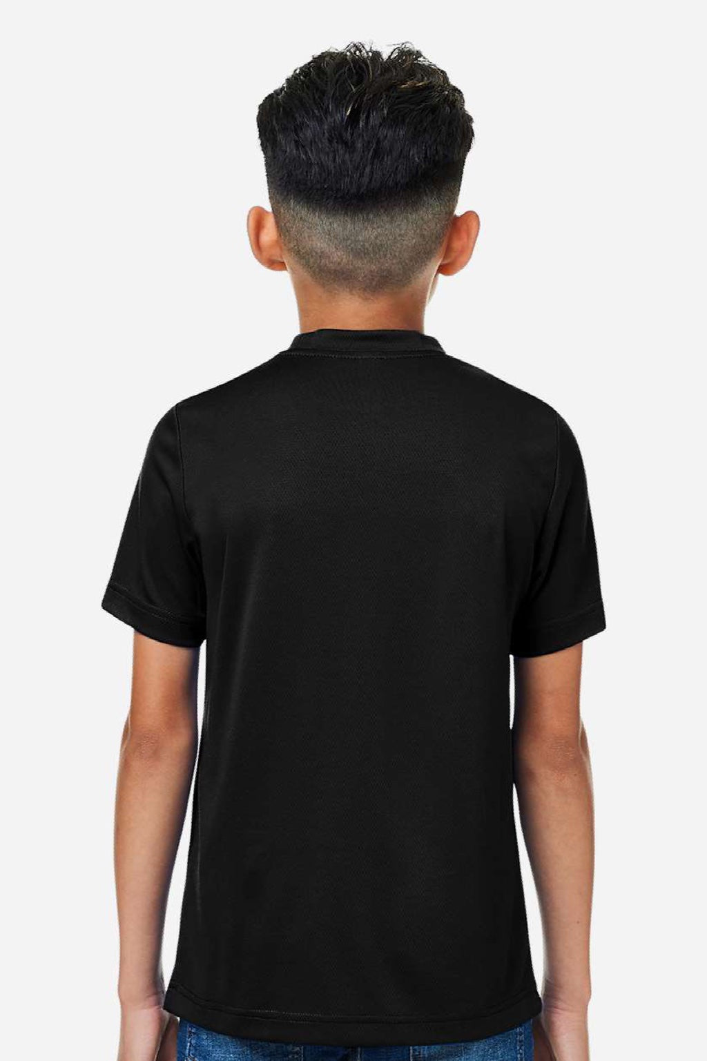 Team 365 TT15Y Youth Zone Performance Mesh Short Sleeve Crewneck T-Shirt Black Model Back