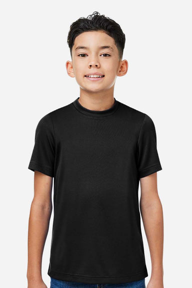 Team 365 TT15Y Youth Zone Performance Mesh Short Sleeve Crewneck T-Shirt Black Model Front