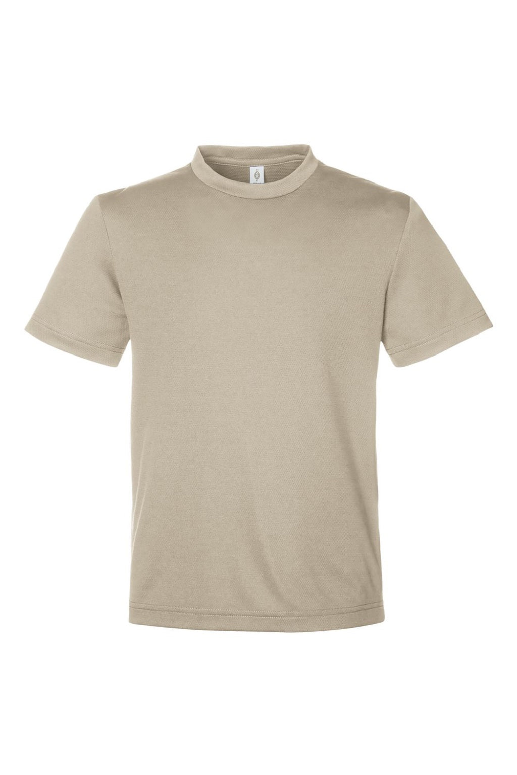 Team 365 TT15Y Youth Zone Performance Mesh Short Sleeve Crewneck T-Shirt Desert Khaki Brown Flat Front