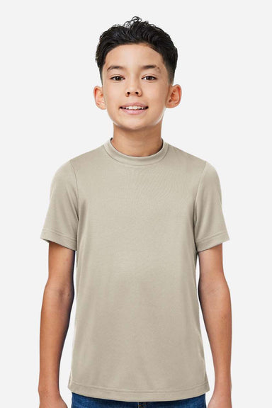 Team 365 TT15Y Youth Zone Performance Mesh Short Sleeve Crewneck T-Shirt Desert Khaki Brown Model Front