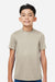 Team 365 TT15Y Youth Zone Performance Mesh Short Sleeve Crewneck T-Shirt Desert Khaki Brown Model Front
